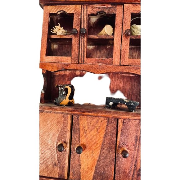 Vintage Handmade Miniature Kitchen Cabinet Chest Primitive Doll House 4"x 5.5" - Picture 10 of 16